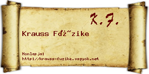 Krauss Füzike névjegykártya